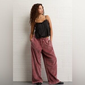 American Eagle Corduroy Low Rise Baggy Wide Leg Pants Small Short Slouchy